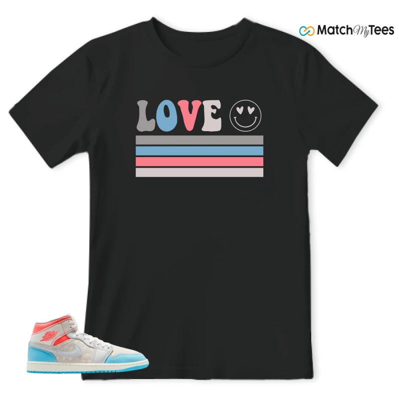 NIKE AIR JORDAN 1 MID SAIL HOT LAVA BLUE CHILL SNEAKER Matching Tees t-shirt