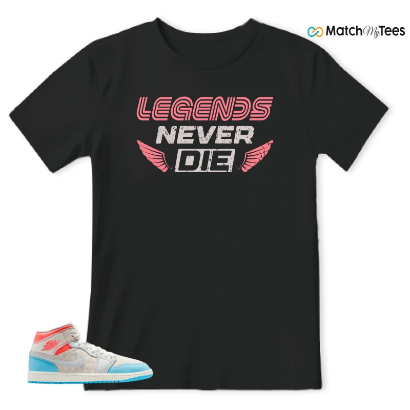 NIKE AIR JORDAN 1 MID SAIL HOT LAVA BLUE CHILL SNEAKER Matching Tees t-shirt