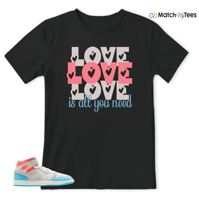 NIKE AIR JORDAN 1 MID SAIL HOT LAVA BLUE CHILL SNEAKER Matching Tees t-shirt