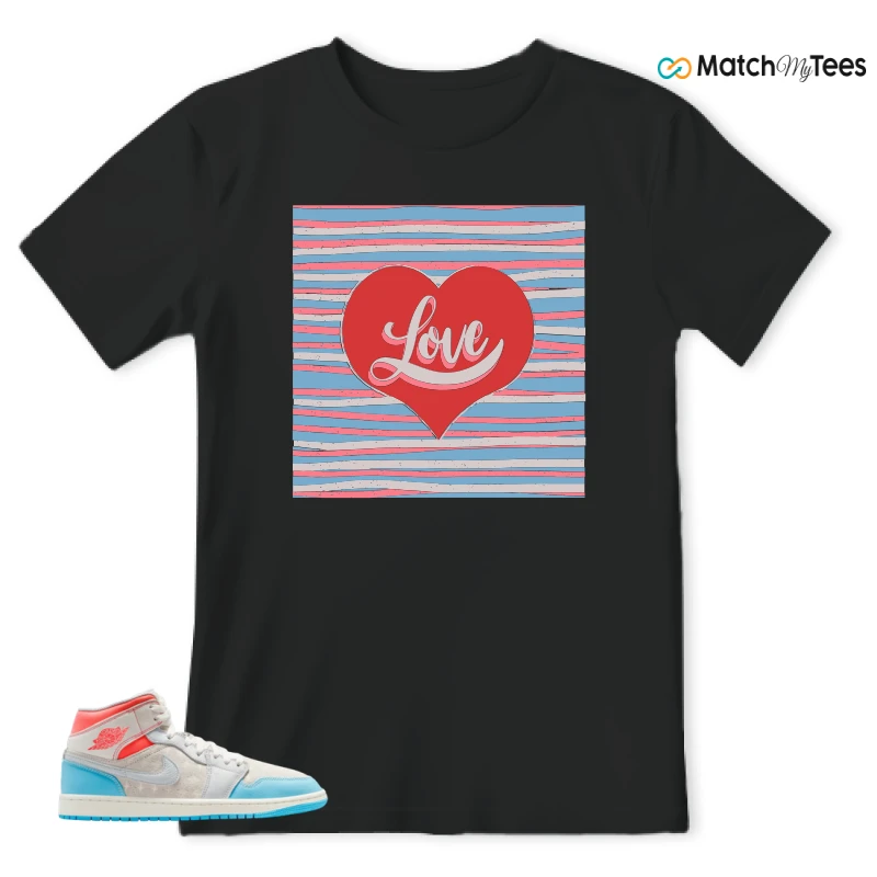 NIKE AIR JORDAN 1 MID SAIL HOT LAVA BLUE CHILL SNEAKER Matching Tees t-shirt