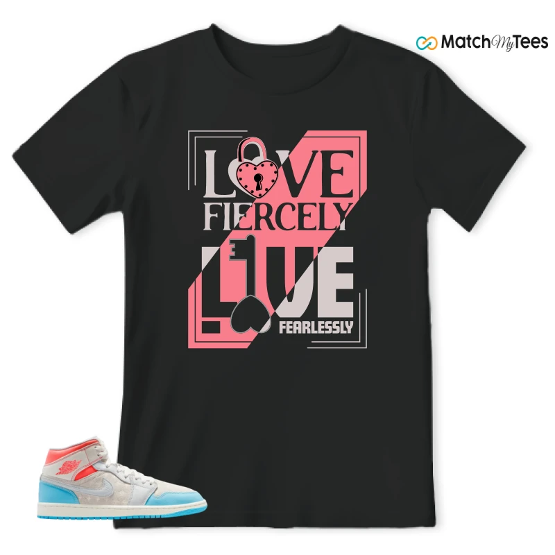 NIKE AIR JORDAN 1 MID SAIL HOT LAVA BLUE CHILL SNEAKER Matching Tees t-shirt