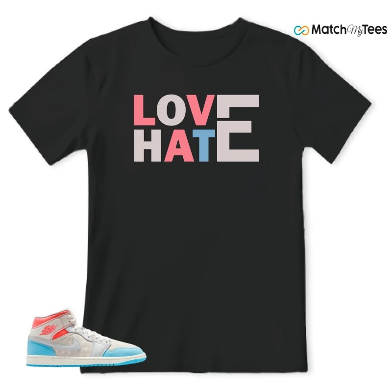 NIKE AIR JORDAN 1 MID SAIL HOT LAVA BLUE CHILL SNEAKER Matching Tees t-shirt
