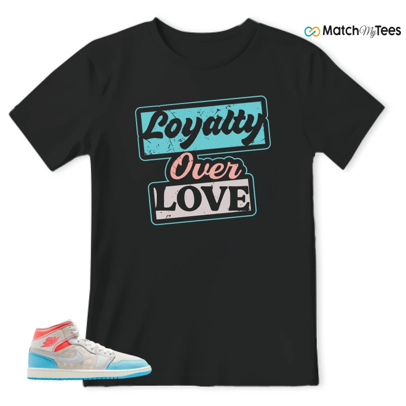 NIKE AIR JORDAN 1 MID SAIL HOT LAVA BLUE CHILL SNEAKER Matching Tees t-shirt