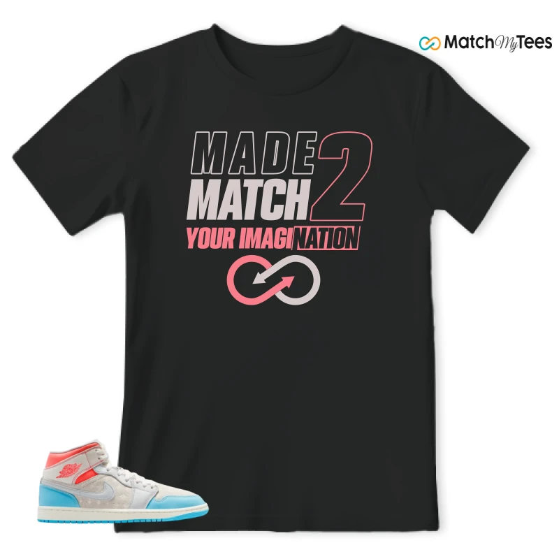 NIKE AIR JORDAN 1 MID SAIL HOT LAVA BLUE CHILL SNEAKER Matching Tees t-shirt