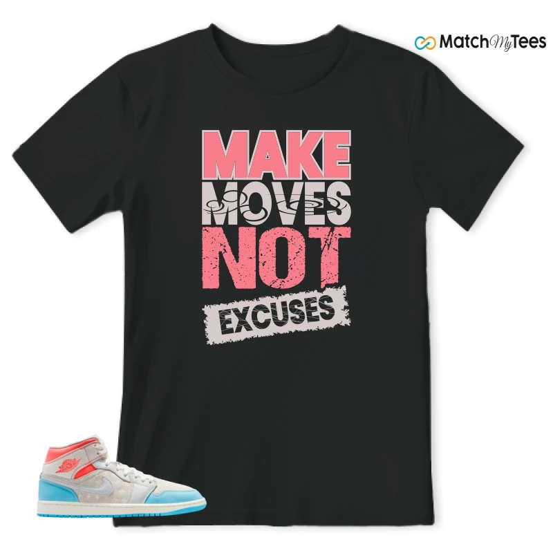 NIKE AIR JORDAN 1 MID SAIL HOT LAVA BLUE CHILL SNEAKER Matching Tees t-shirt