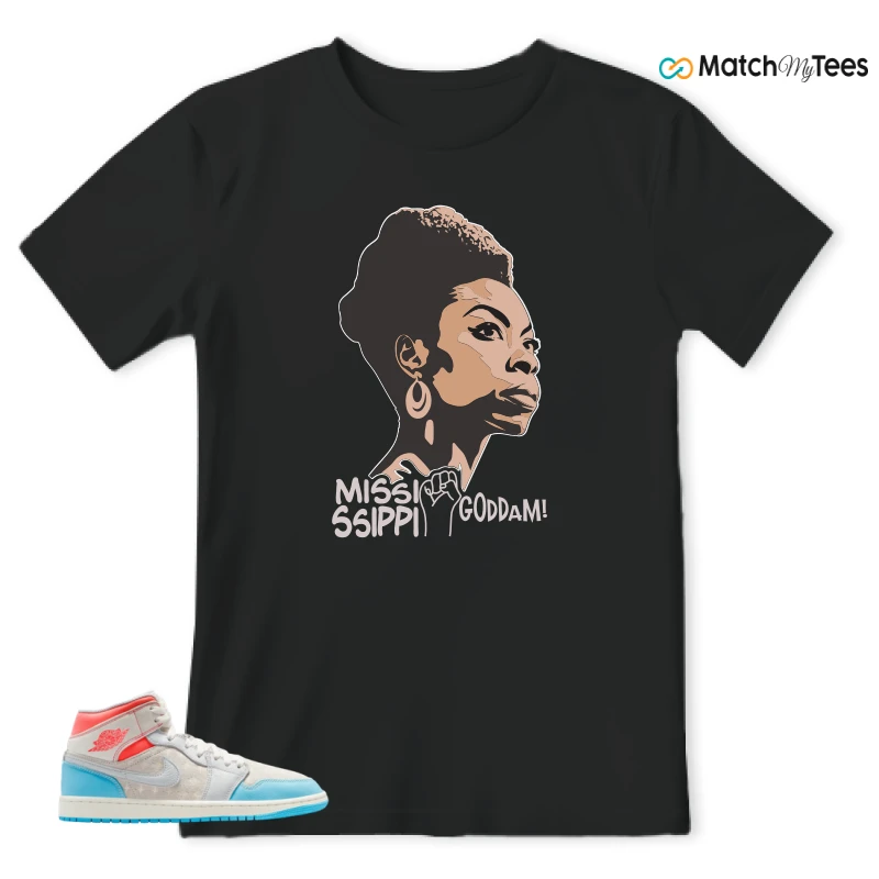 NIKE AIR JORDAN 1 MID SAIL HOT LAVA BLUE CHILL SNEAKER Matching Tees t-shirt