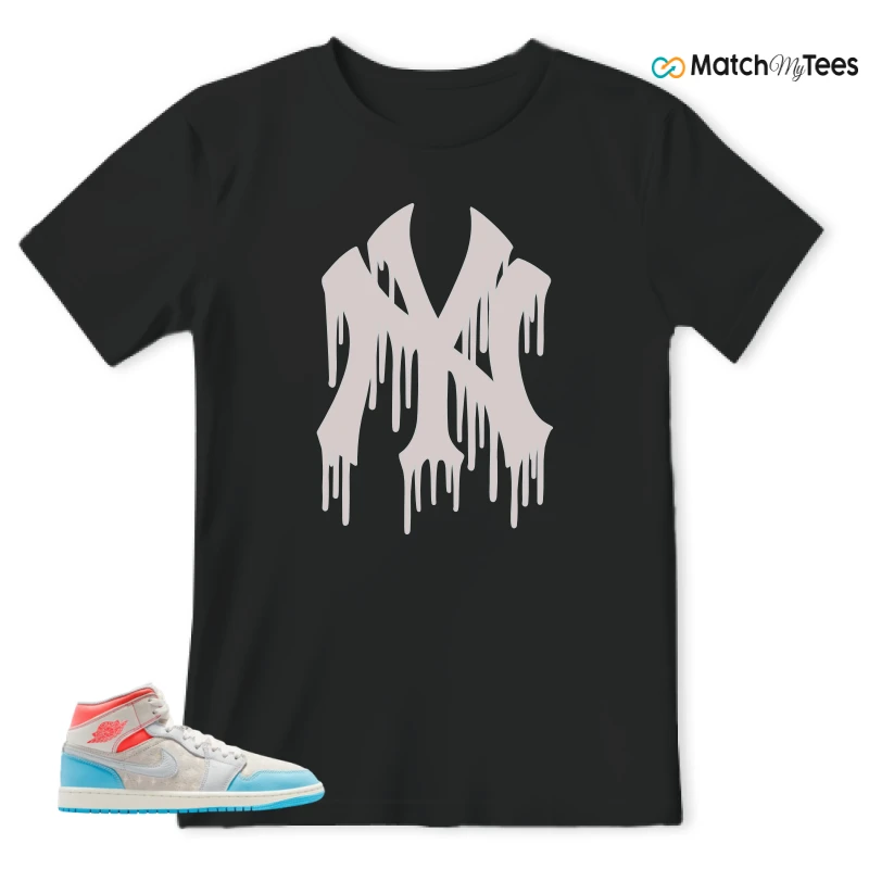NIKE AIR JORDAN 1 MID SAIL HOT LAVA BLUE CHILL SNEAKER Matching Tees t-shirt