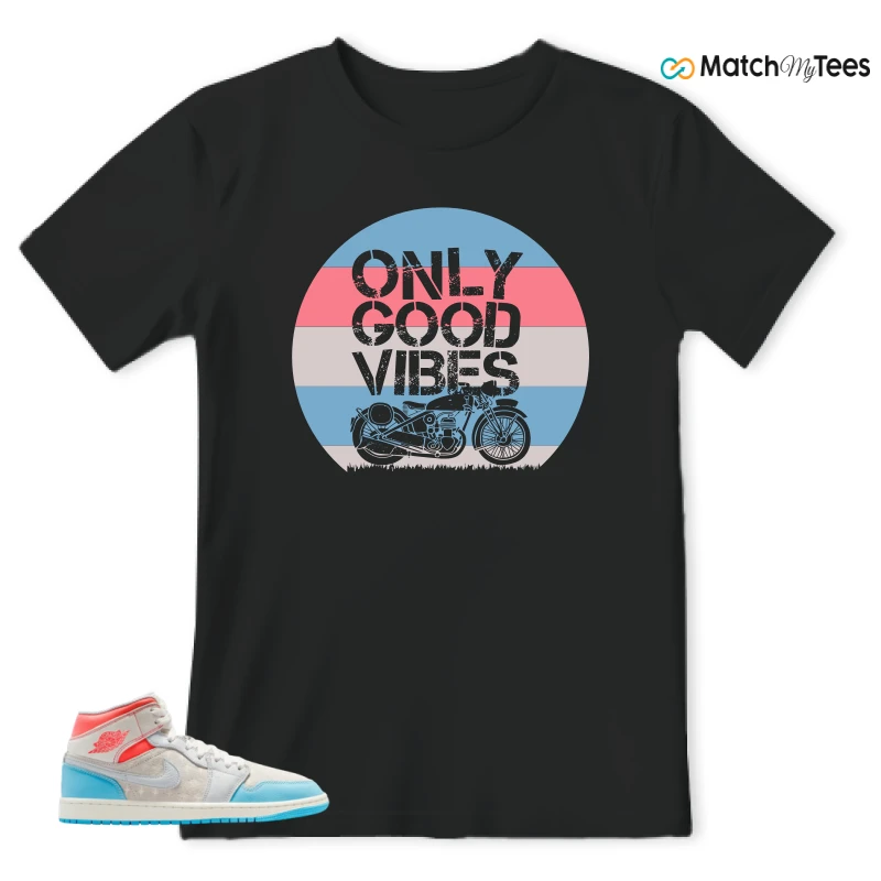NIKE AIR JORDAN 1 MID SAIL HOT LAVA BLUE CHILL SNEAKER Matching Tees t-shirt
