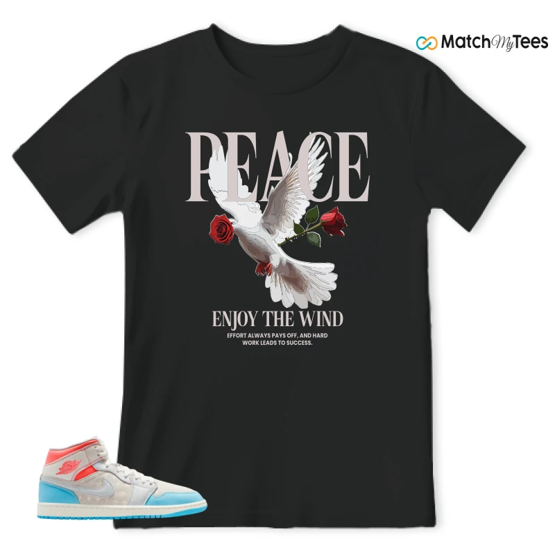NIKE AIR JORDAN 1 MID SAIL HOT LAVA BLUE CHILL SNEAKER Matching Tees t-shirt