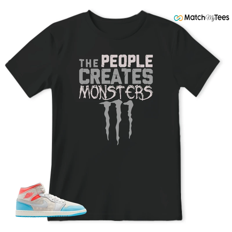NIKE AIR JORDAN 1 MID SAIL HOT LAVA BLUE CHILL SNEAKER Matching Tees t-shirt