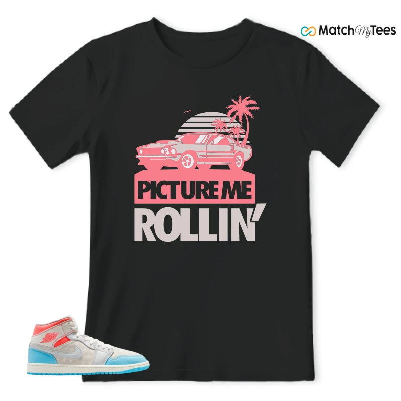 NIKE AIR JORDAN 1 MID SAIL HOT LAVA BLUE CHILL SNEAKER Matching Tees t-shirt