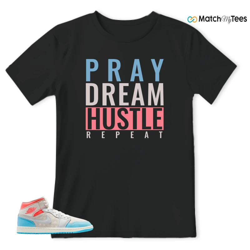 NIKE AIR JORDAN 1 MID SAIL HOT LAVA BLUE CHILL SNEAKER Matching Tees t-shirt