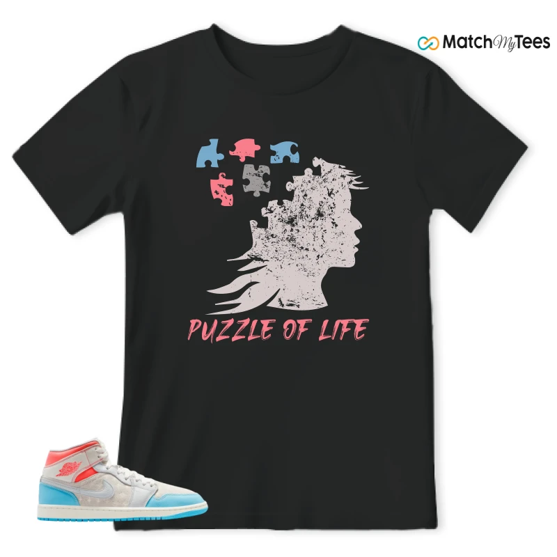 NIKE AIR JORDAN 1 MID SAIL HOT LAVA BLUE CHILL SNEAKER Matching Tees t-shirt