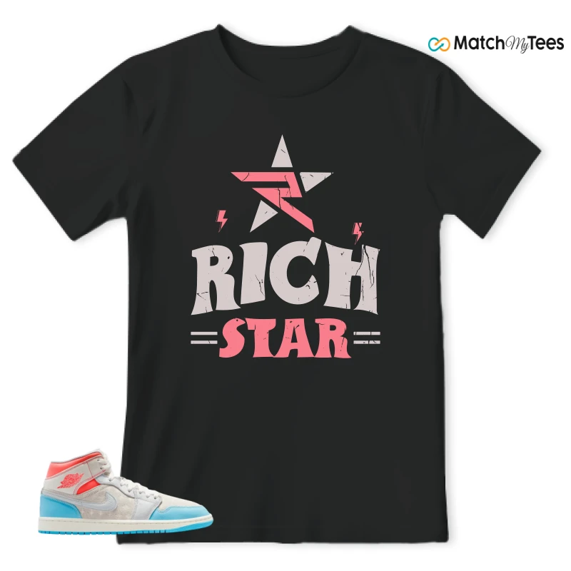 NIKE AIR JORDAN 1 MID SAIL HOT LAVA BLUE CHILL SNEAKER Matching Tees t-shirt