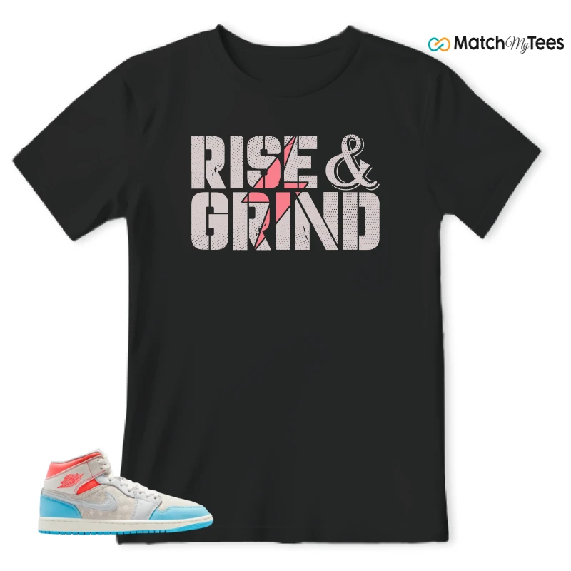 NIKE AIR JORDAN 1 MID SAIL HOT LAVA BLUE CHILL SNEAKER Matching Tees t-shirt