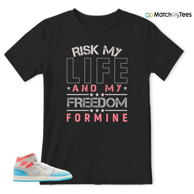 NIKE AIR JORDAN 1 MID SAIL HOT LAVA BLUE CHILL SNEAKER Matching Tees t-shirt