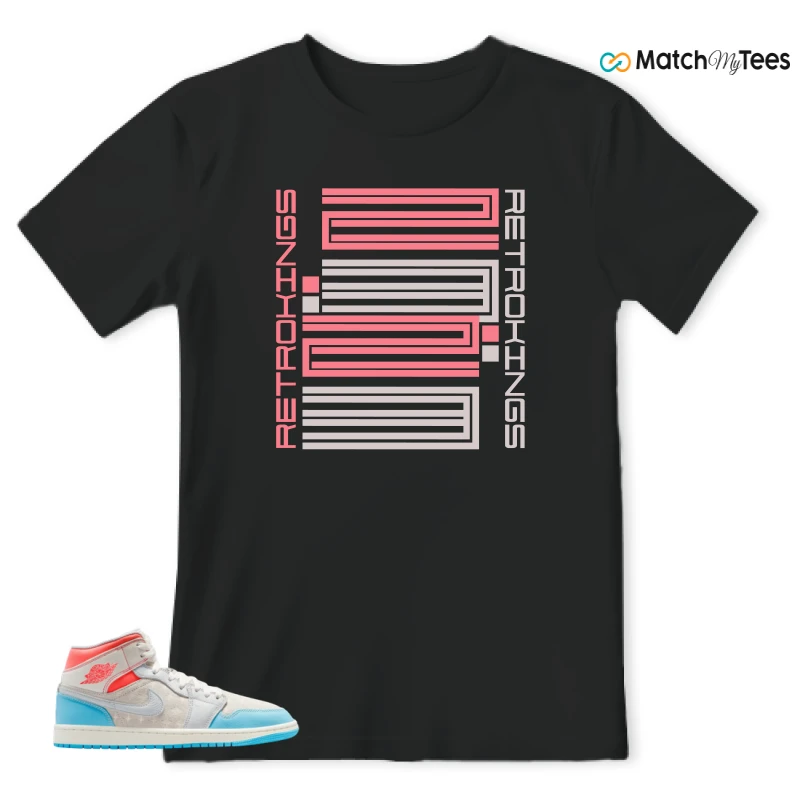 NIKE AIR JORDAN 1 MID SAIL HOT LAVA BLUE CHILL SNEAKER Matching Tees t-shirt