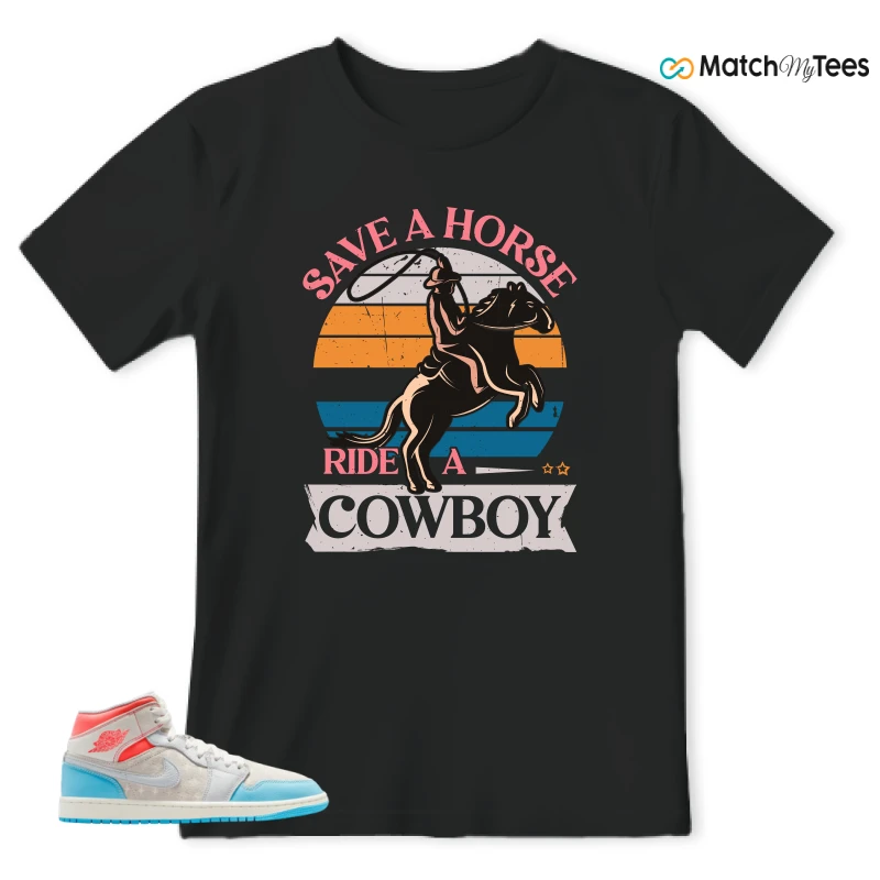 NIKE AIR JORDAN 1 MID SAIL HOT LAVA BLUE CHILL SNEAKER Matching Tees t-shirt