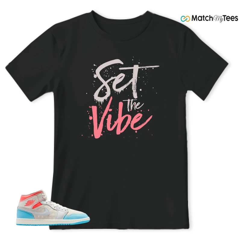 NIKE AIR JORDAN 1 MID SAIL HOT LAVA BLUE CHILL SNEAKER Matching Tees t-shirt