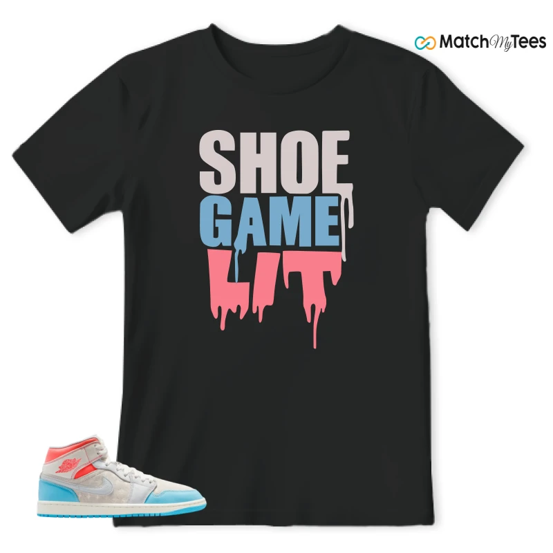 NIKE AIR JORDAN 1 MID SAIL HOT LAVA BLUE CHILL SNEAKER Matching Tees t-shirt