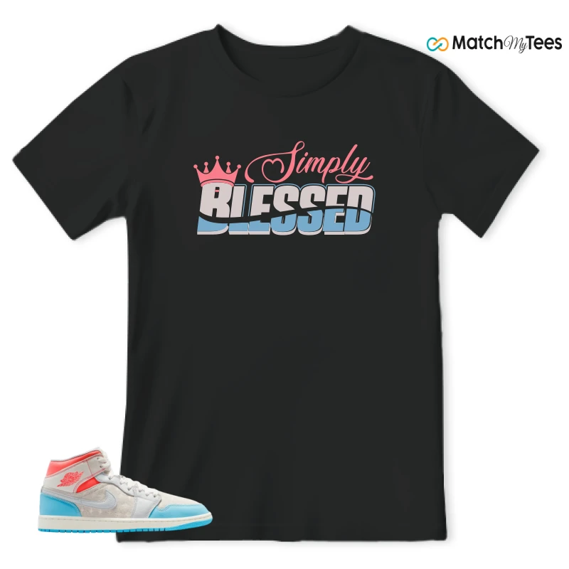 NIKE AIR JORDAN 1 MID SAIL HOT LAVA BLUE CHILL SNEAKER Matching Tees t-shirt