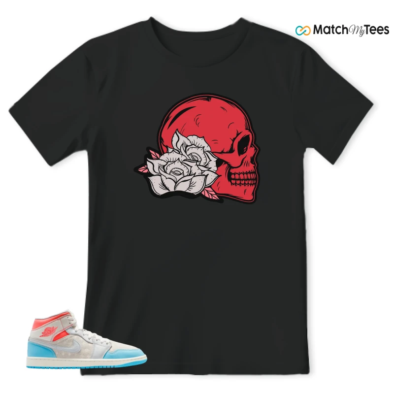 NIKE AIR JORDAN 1 MID SAIL HOT LAVA BLUE CHILL SNEAKER Matching Tees t-shirt