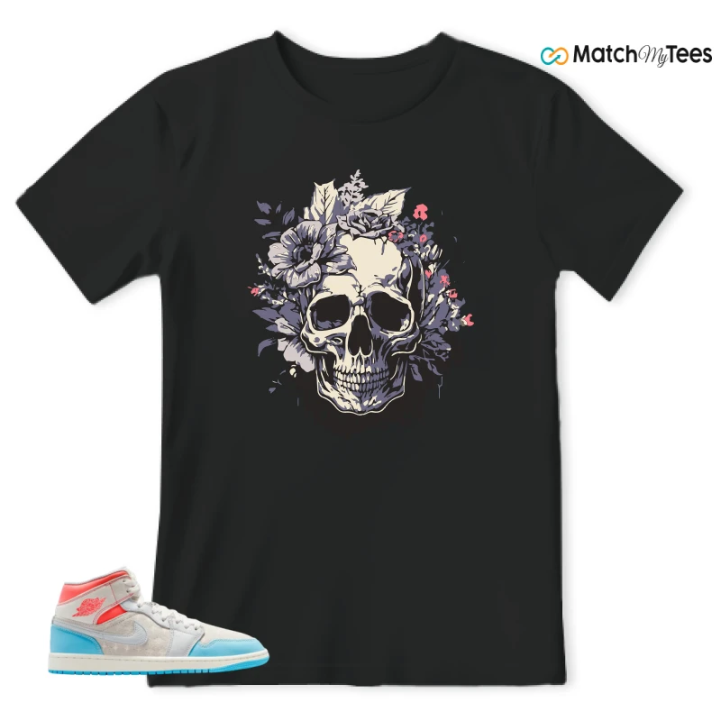 NIKE AIR JORDAN 1 MID SAIL HOT LAVA BLUE CHILL SNEAKER Matching Tees t-shirt