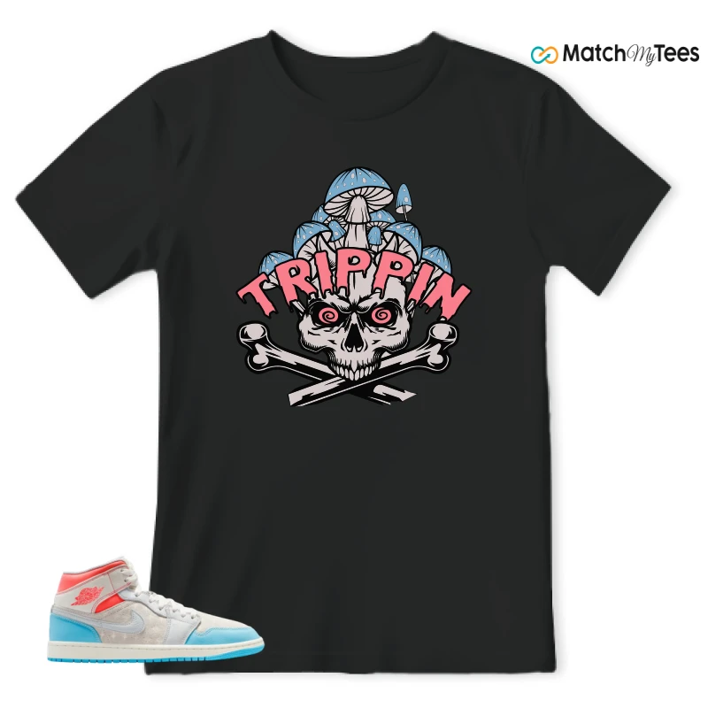 NIKE AIR JORDAN 1 MID SAIL HOT LAVA BLUE CHILL SNEAKER Matching Tees t-shirt