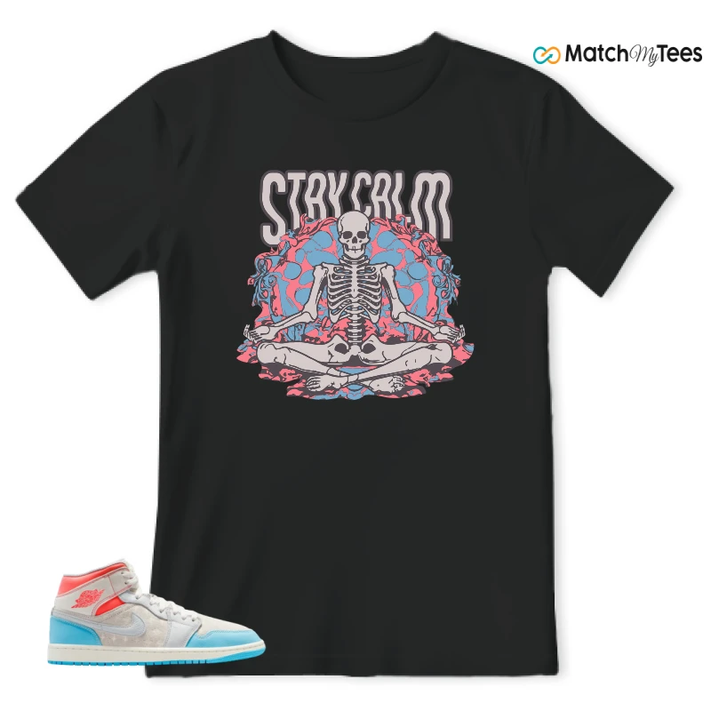 NIKE AIR JORDAN 1 MID SAIL HOT LAVA BLUE CHILL SNEAKER Matching Tees t-shirt