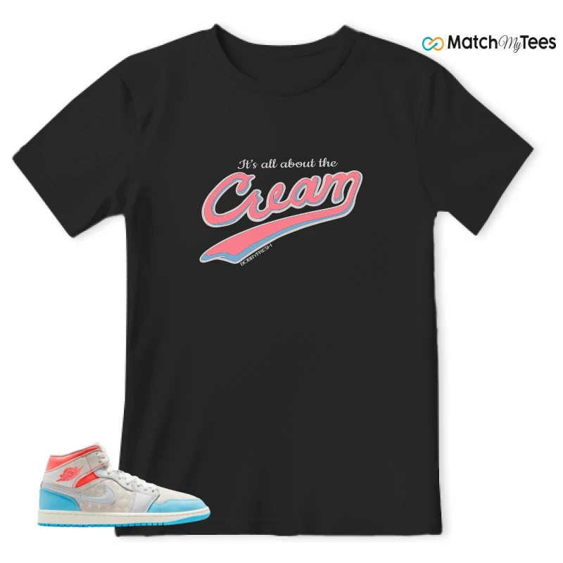 NIKE AIR JORDAN 1 MID SAIL HOT LAVA BLUE CHILL SNEAKER Matching Tees t-shirt