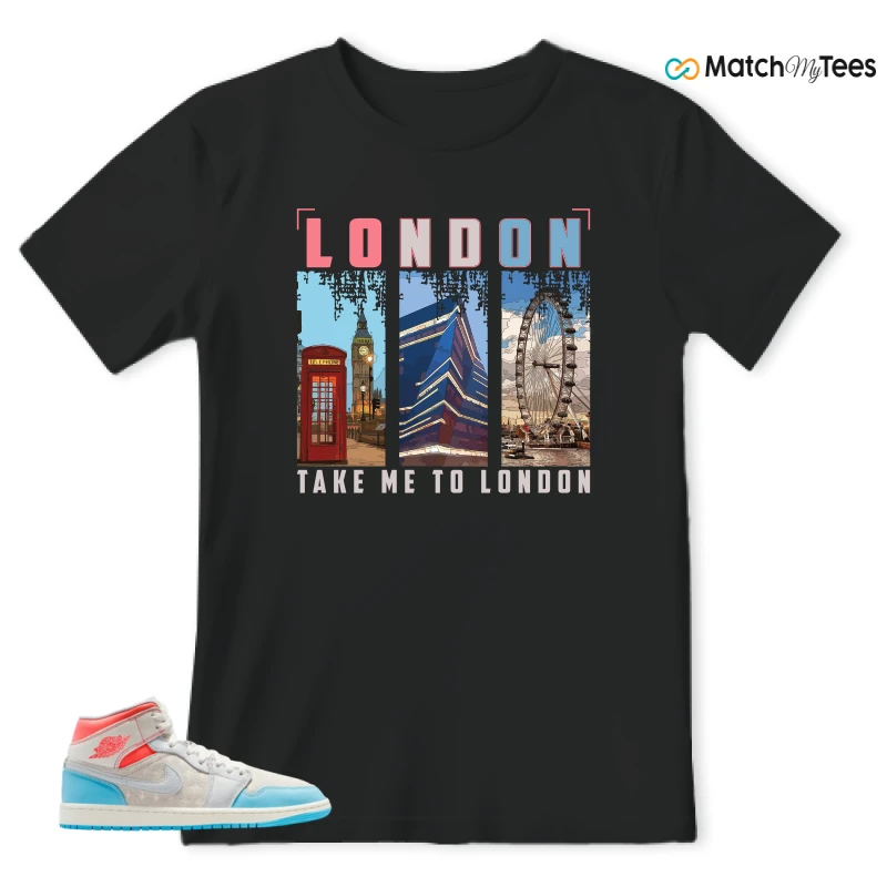 NIKE AIR JORDAN 1 MID SAIL HOT LAVA BLUE CHILL SNEAKER Matching Tees t-shirt