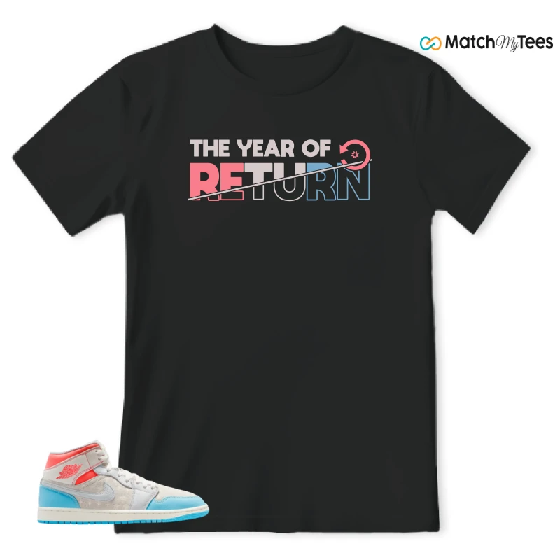 NIKE AIR JORDAN 1 MID SAIL HOT LAVA BLUE CHILL SNEAKER Matching Tees t-shirt