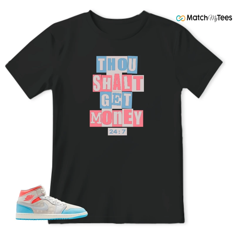 NIKE AIR JORDAN 1 MID SAIL HOT LAVA BLUE CHILL SNEAKER Matching Tees t-shirt