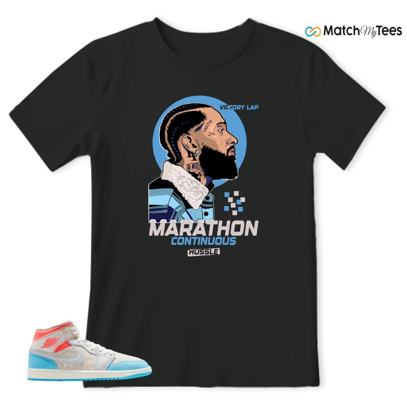NIKE AIR JORDAN 1 MID SAIL HOT LAVA BLUE CHILL SNEAKER Matching Tees t-shirt