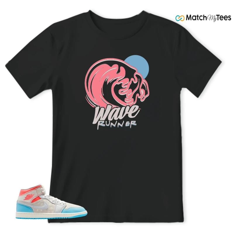 NIKE AIR JORDAN 1 MID SAIL HOT LAVA BLUE CHILL SNEAKER Matching Tees t-shirt