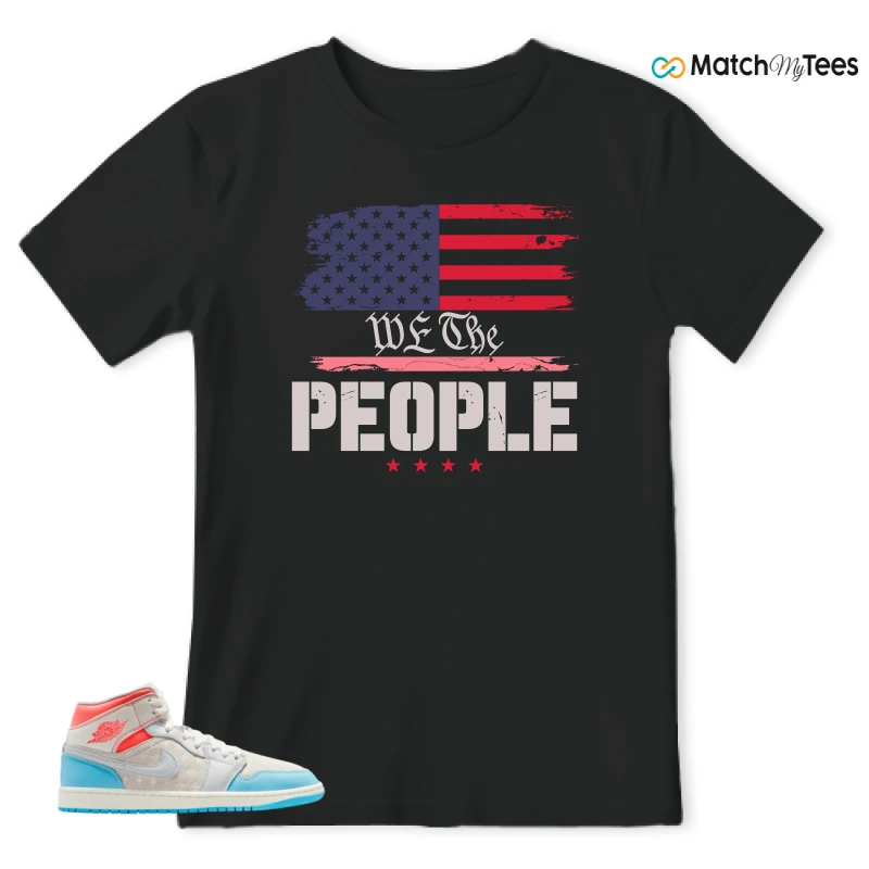 NIKE AIR JORDAN 1 MID SAIL HOT LAVA BLUE CHILL SNEAKER Matching Tees t-shirt