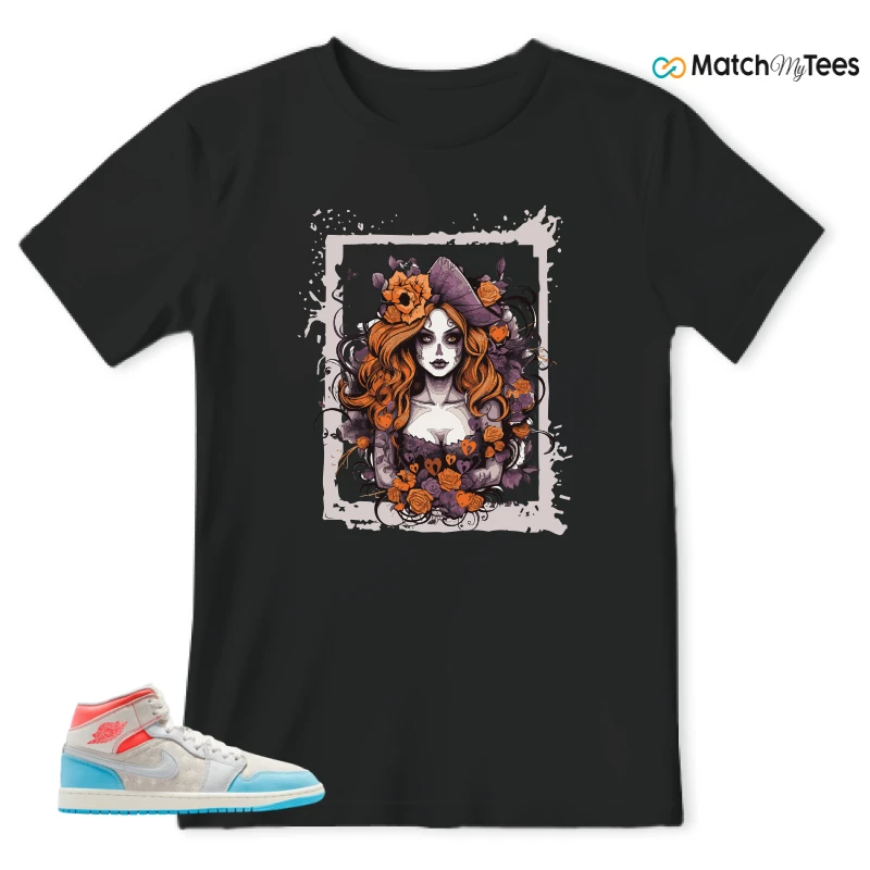 NIKE AIR JORDAN 1 MID SAIL HOT LAVA BLUE CHILL SNEAKER Matching Tees t-shirt
