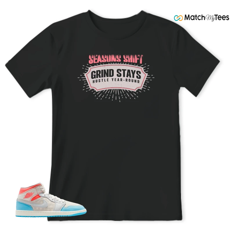 NIKE AIR JORDAN 1 MID SAIL HOT LAVA BLUE CHILL SNEAKER Matching Tees t-shirt