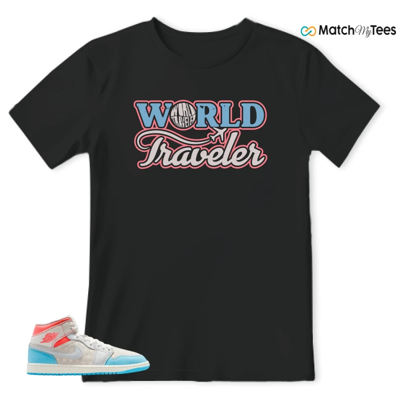 NIKE AIR JORDAN 1 MID SAIL HOT LAVA BLUE CHILL SNEAKER Matching Tees t-shirt