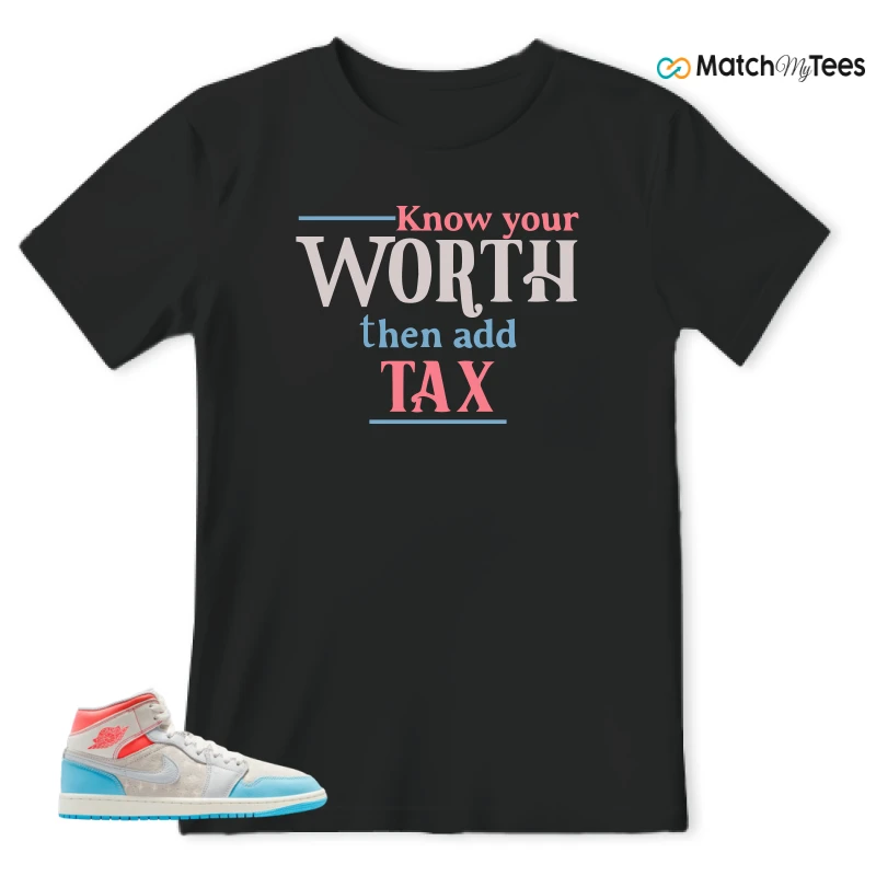 NIKE AIR JORDAN 1 MID SAIL HOT LAVA BLUE CHILL SNEAKER/SAIL/HOT LAVA/MUSLIN/BLUE CHILL matching T-shirt