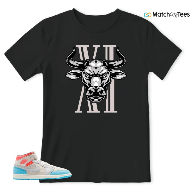 NIKE AIR JORDAN 1 MID SAIL HOT LAVA BLUE CHILL SNEAKER Matching Tees t-shirt