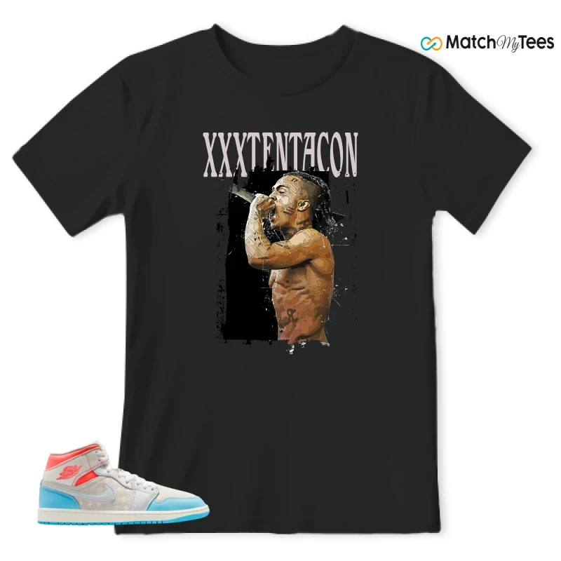 NIKE AIR JORDAN 1 MID SAIL HOT LAVA BLUE CHILL SNEAKER Matching Tees t-shirt