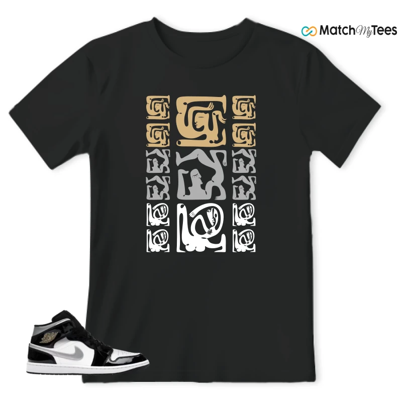 NIKE AIR JORDAN 1 MID SE BLACK WHITE SNEAKER Matching Tees t-shirt