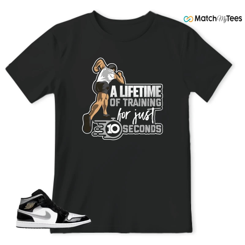 NIKE AIR JORDAN 1 MID SE BLACK WHITE SNEAKER Matching Tees t-shirt