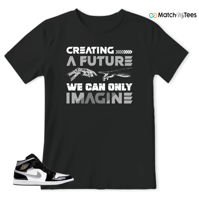 NIKE AIR JORDAN 1 MID SE BLACK WHITE SNEAKER Matching Tees t-shirt