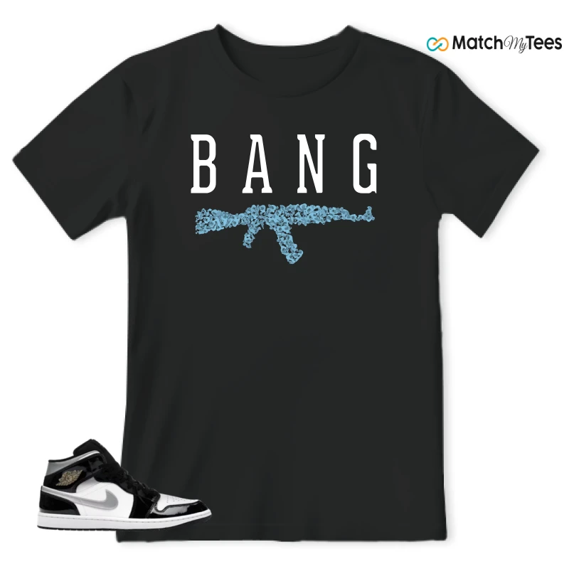 NIKE AIR JORDAN 1 MID SE BLACK WHITE SNEAKER Matching Tees t-shirt