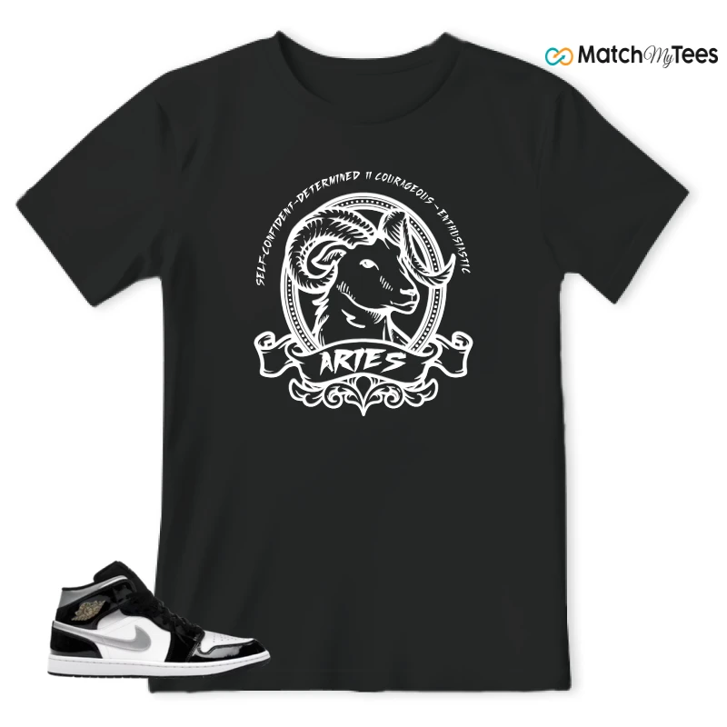 NIKE AIR JORDAN 1 MID SE BLACK WHITE SNEAKER Matching Tees t-shirt