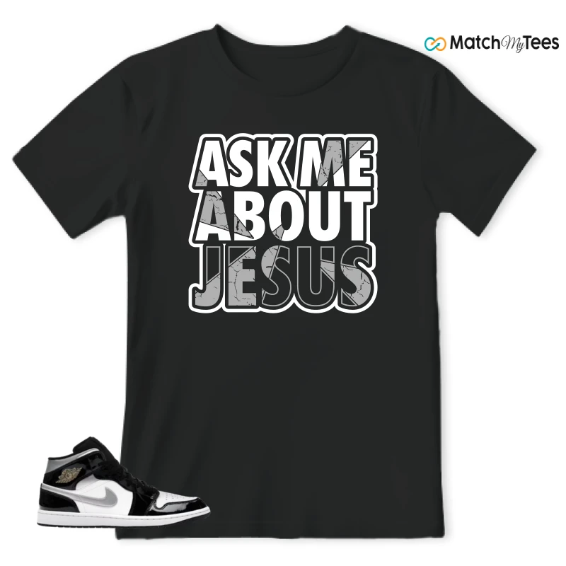 NIKE AIR JORDAN 1 MID SE BLACK WHITE SNEAKER Matching Tees t-shirt