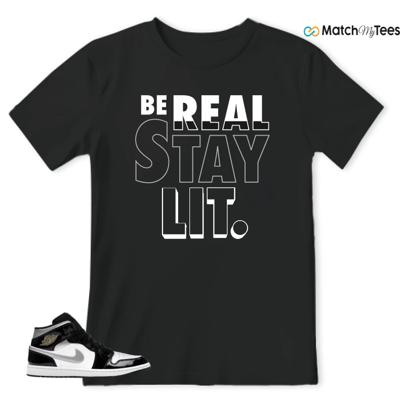 NIKE AIR JORDAN 1 MID SE BLACK WHITE SNEAKER Matching Tees t-shirt