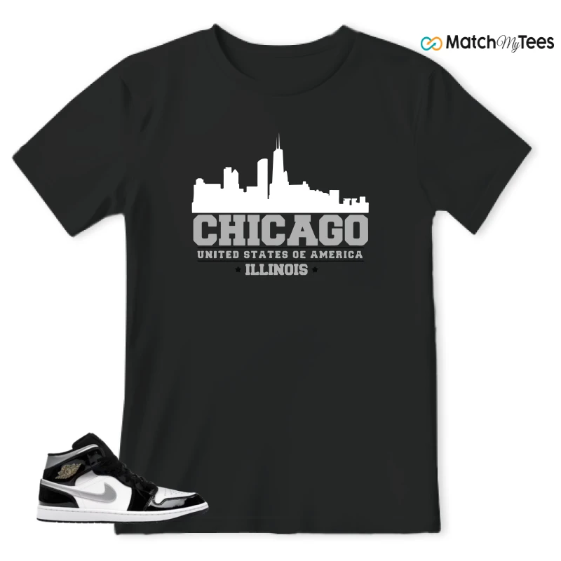 NIKE AIR JORDAN 1 MID SE BLACK WHITE SNEAKER Matching Tees t-shirt